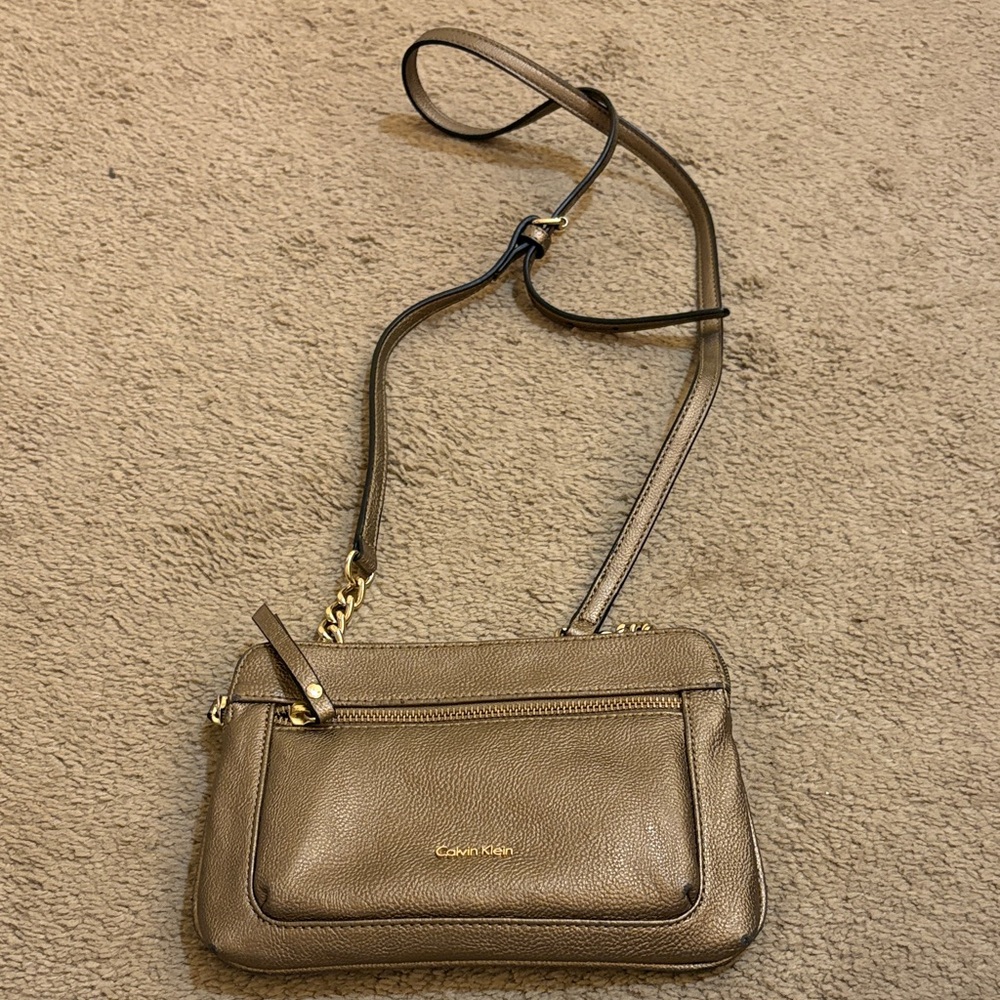 Calvin Klein Metallic Taupe Crossbody Bag